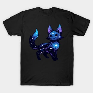 Kawaii Cosmic Cat in Stars T-Shirt